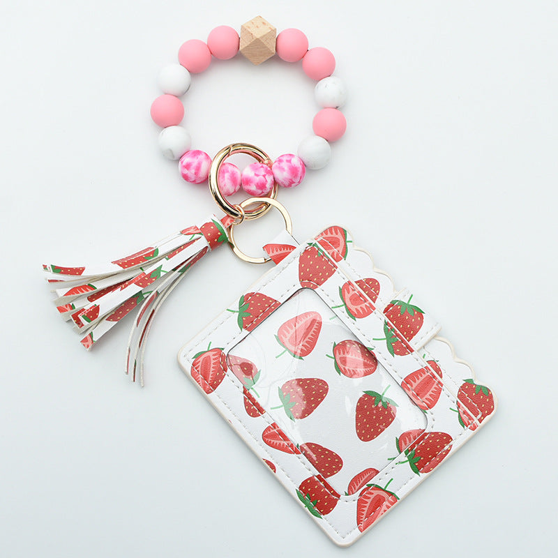 Women Fashion Beaded Pu Tassel Coin Purse