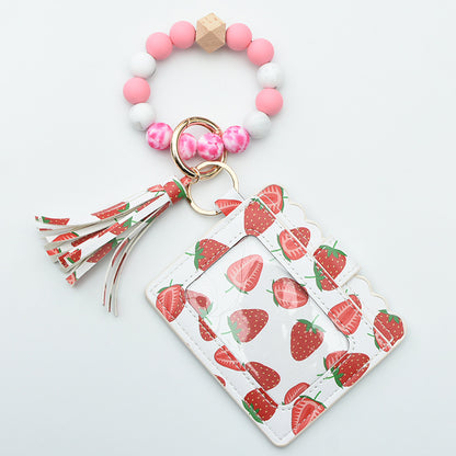 Women Fashion Beaded Pu Tassel Coin Purse