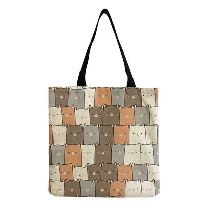 Fashionable Foldable Portable Cute Cat Group Printing Shopping Bag