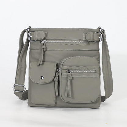 Sac à bandoulière carré en PU à fermeture éclair multi-poches rétro pour femme 