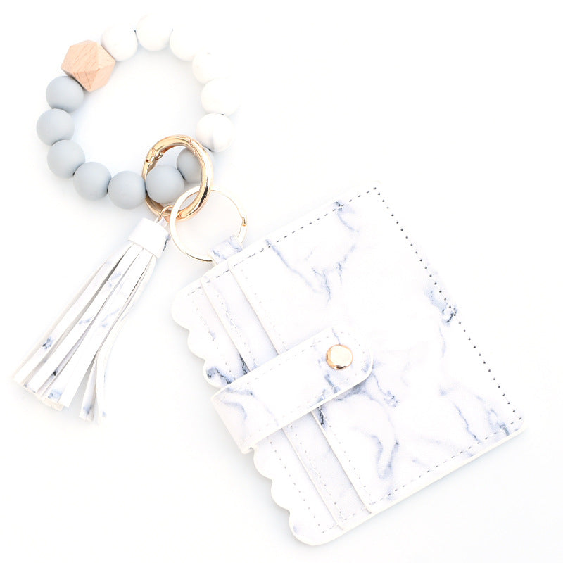 Women Fashion Beaded Pu Tassel Coin Purse