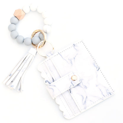 Women Fashion Beaded Pu Tassel Coin Purse