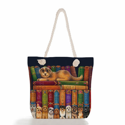 Women'S Cute Cat Print Thick Rope Travel Shopping Bag