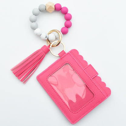 Women Fashion Beaded Pu Tassel Coin Purse