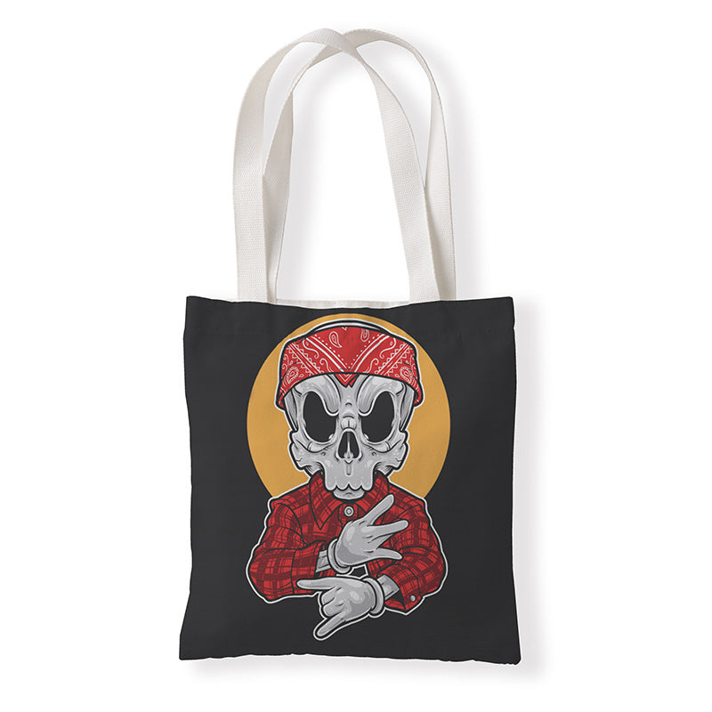 Women Fashion Horror Graphic Printed Canvas Tote Bag