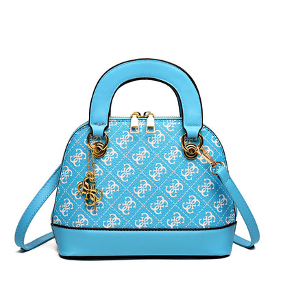 Women Fashionable Solid Color Zipper Metal Pendant Large Capacity Shoulder Crossbody Bag