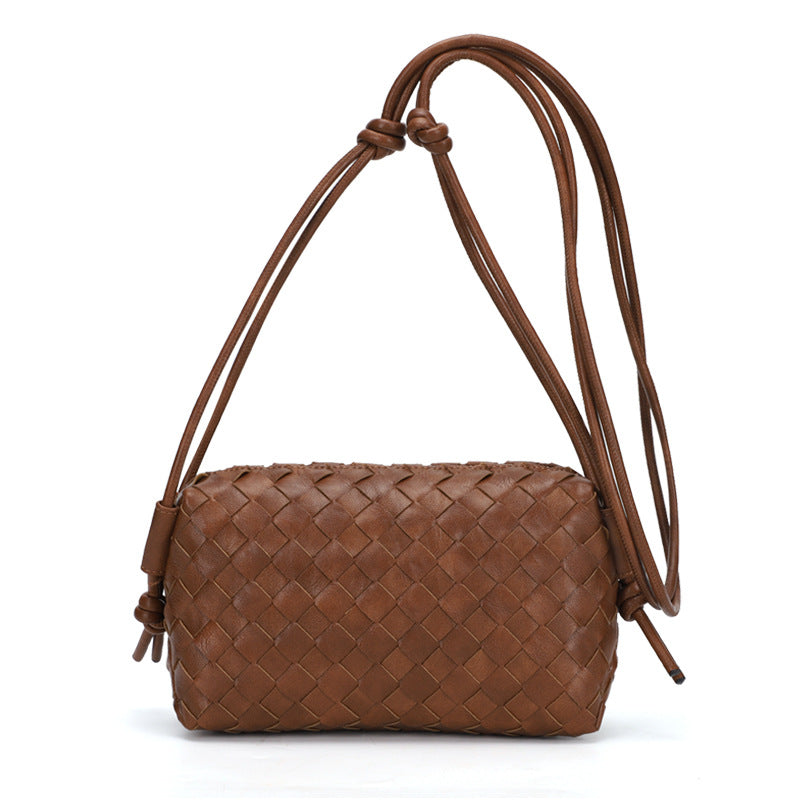Women Fashion Solid Color Woven Diamond Square Crossbody Bag