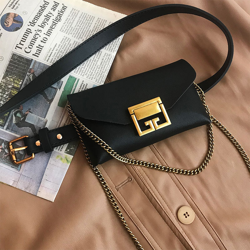 Sac banane vintage en PU avec boucle à rabat et motif serpent pour femme 