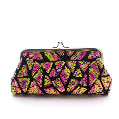 Women Fashion Creative Sequin Geometric Pattern Long Coin Purse