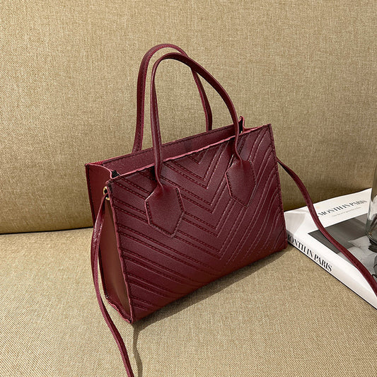 Sac fourre-tout carré en relief de couleur unie tendance 