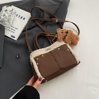 Women Fashion Casual Large Capacity Plush Handbag