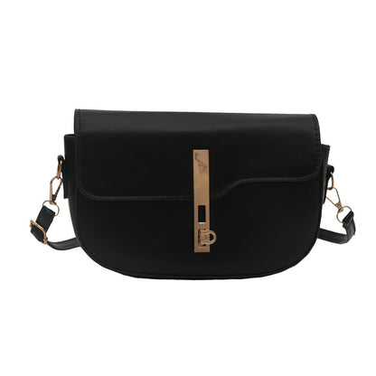 Simple Solid Color Clap Lock Shoulder Bag