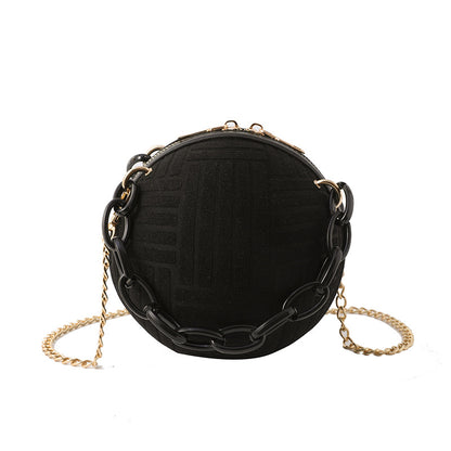 Women Fashionable Solid Color Round Ball Chain Crossbody Bag