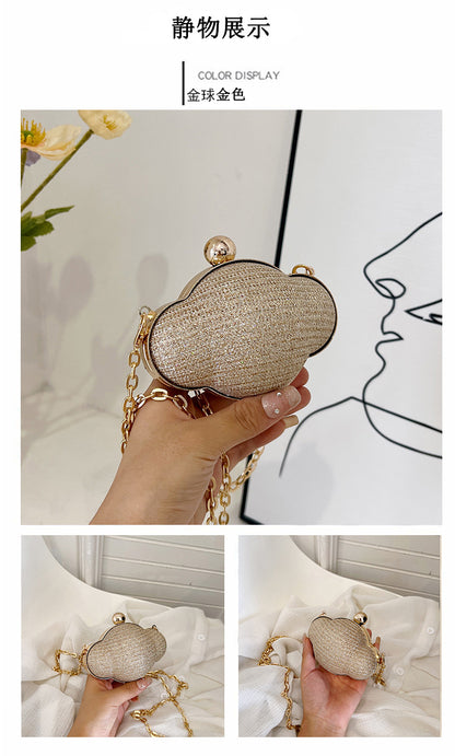 Women Fashionable Creative Solid Color Shell Chain Mini Crossbody Evening Bag