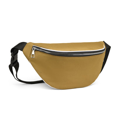 Women Casual Solid Color Zipper Crossbody Chest Bag