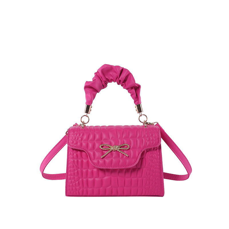 Sac à bandoulière carré tendance à motif pierre de couleur unie 