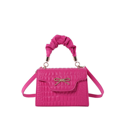 Sac à bandoulière carré tendance à motif pierre de couleur unie 