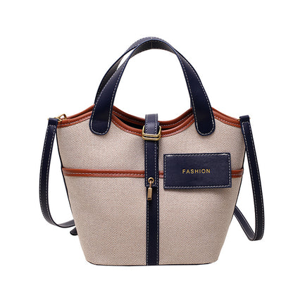 Women Fashion Canvas Basket Handheld Bucket Bag