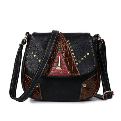 Women Vintage Flap Buckle Design PU Crossbody Bag
