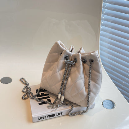 Sac seau à bandoulière décontracté à carreaux de couleur unie pour femmes