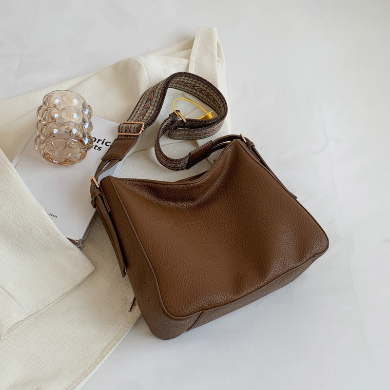 Sac à bandoulière tendance en PU de grande capacité pour femme, couleur unie 