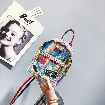 Women Creative Laser Jelly Clear Backpack Crossbody Handle Bag