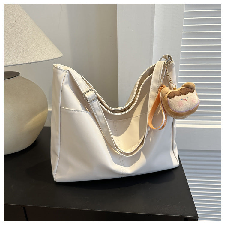 Women Fashionable Simple Solid Color Large Capacity PU Tote Bag