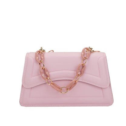 Fashion Solid Color Wide Shoulder Strap Square Shoulder Bag