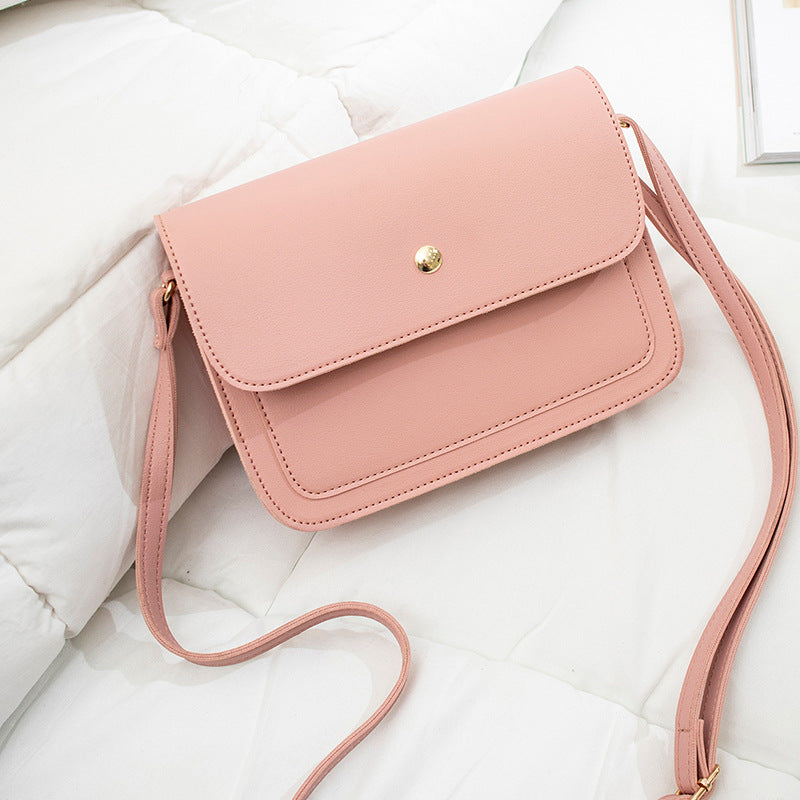 Women Casual Basic Flap Buckle Design Solid Color PU Crossbody Bag