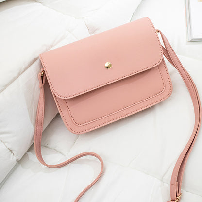 Women Casual Basic Flap Buckle Design Solid Color PU Crossbody Bag