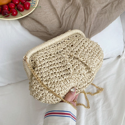 Sac à bandoulière décontracté en tricot de couleur unie pour femme 