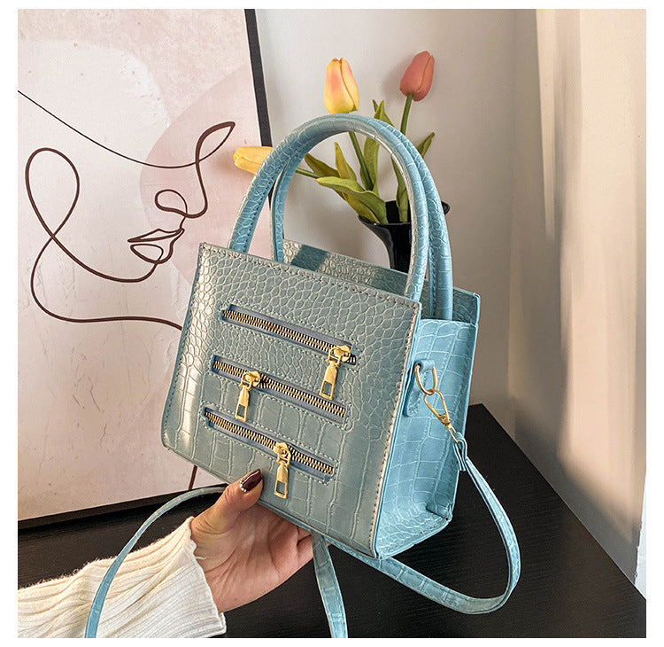 Women Fashion Casual Simple Solid Color Zipper Handbag