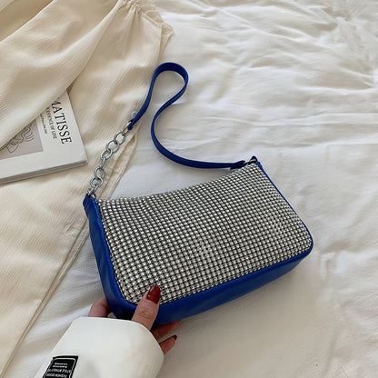 Sac à main tendance pour femme avec fermeture éclair et strass 