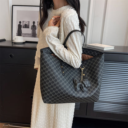 Women Fashion Casual Large Capacity Pendant Decorative PU Tote Bag