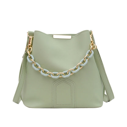 Fashion Solid Color Large Capacity Bucket Shoulder Bag