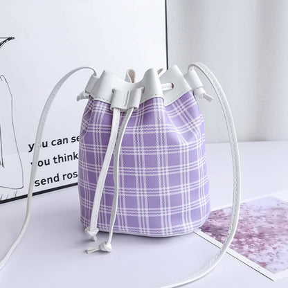 Sac seau à carreaux tendance pour femme 