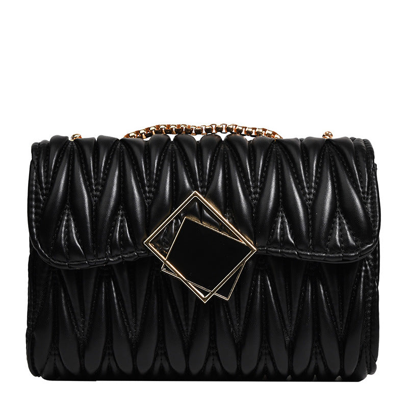 Fashion Solid Color Pleated Creasing Shoulder Bag