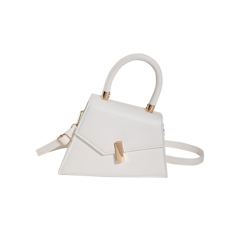 Women Fashion Solid Color Irregular Flap PU Handle Underarm Shoulder Bag