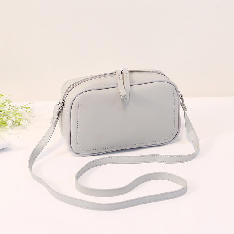 Women Fashionable Simple Solid Color Square Zipper PU Crossbody Bag