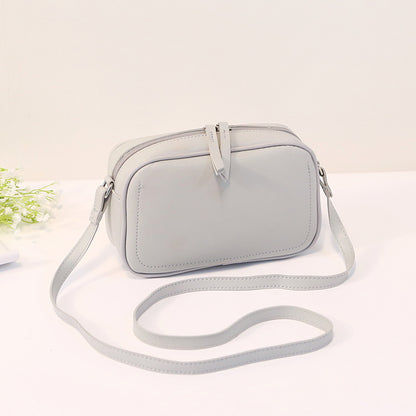 Women Fashionable Simple Solid Color Square Zipper PU Crossbody Bag
