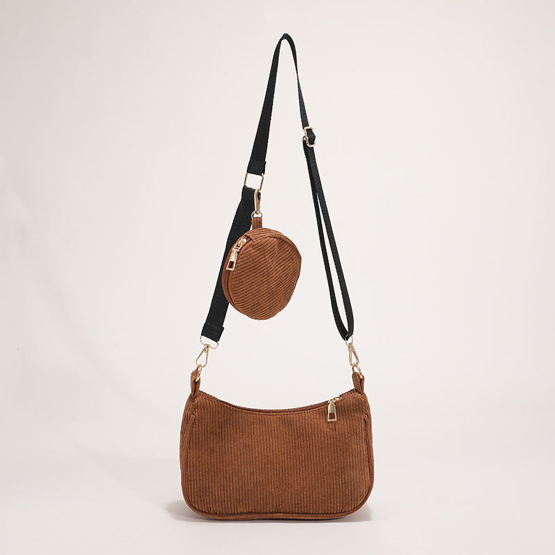 Women Fashionable Simple Zebra Canvas Zipper Crossbody Bag