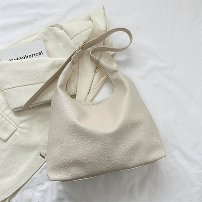 Women Fashion Retro Solid Color Large Capacity PU Tote Bag