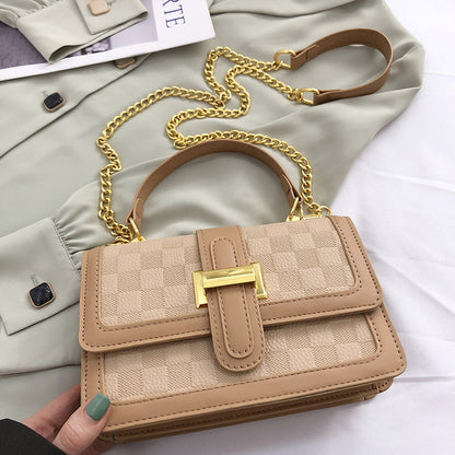 Sac à bandoulière en PU à motif écossais pour femme 