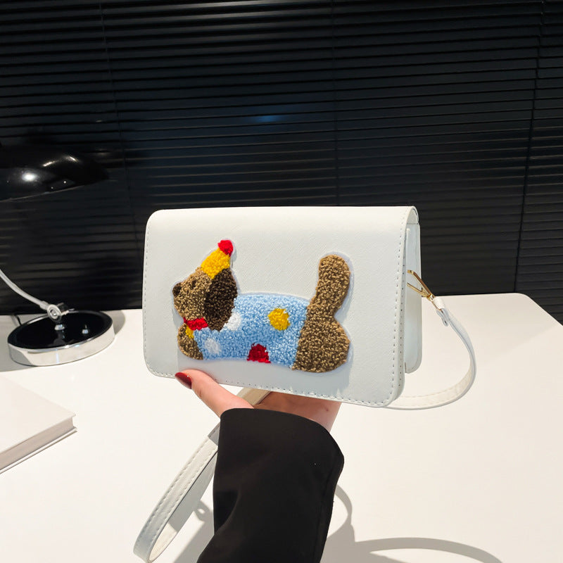 Sac à bandoulière carré brodé pour chien, tendance et créatif 