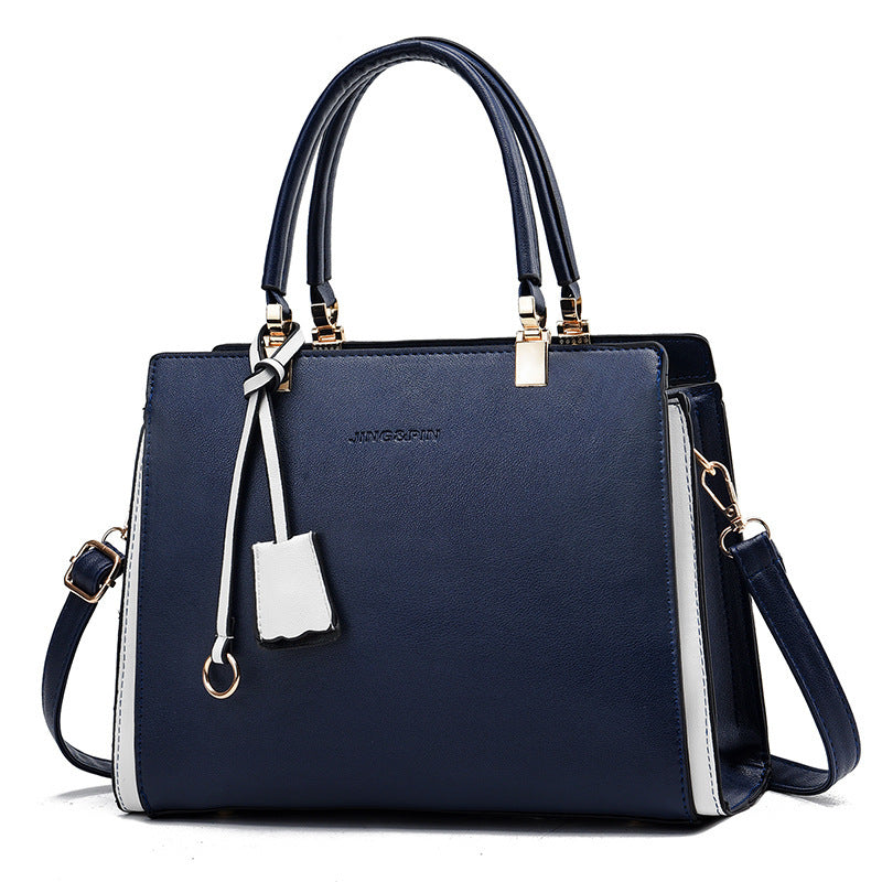 Women Fashion Square Large Capacity PU Handle Shoulder Bag