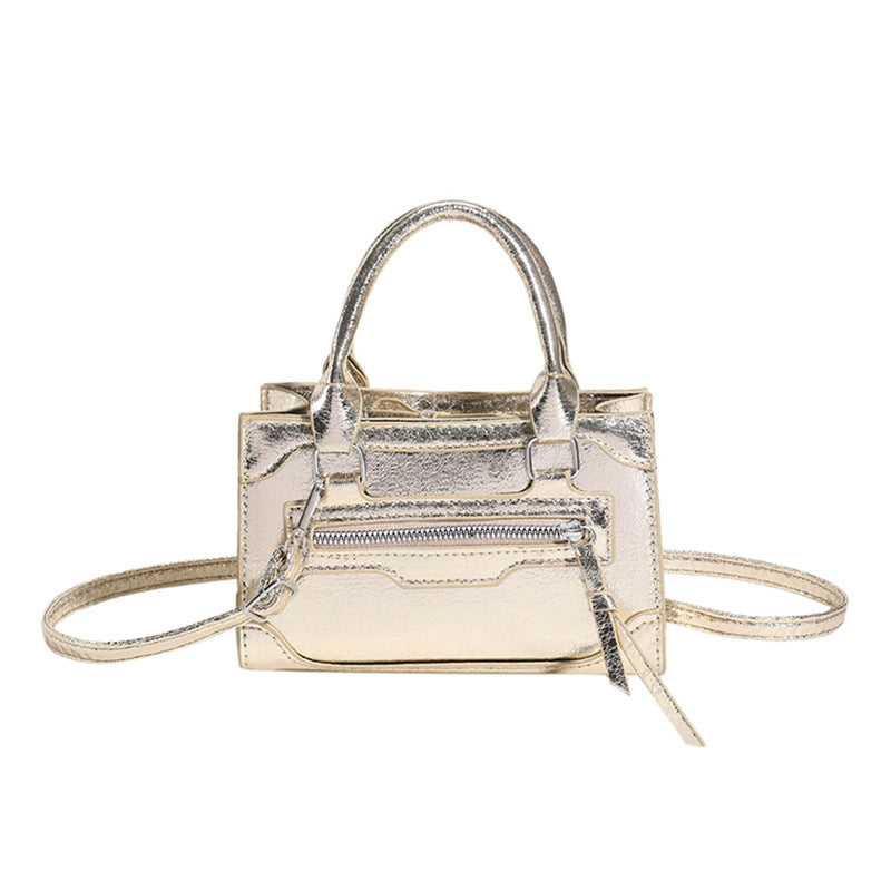 Women Fashionable Simple Solid Color Zipper Square Crossbody Bag