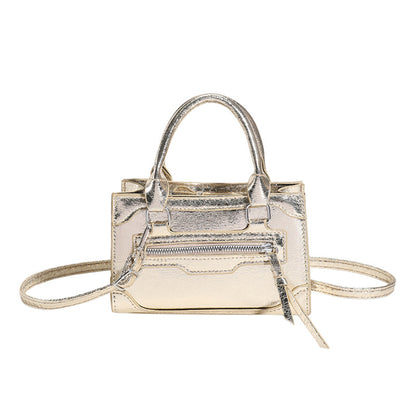 Women Fashionable Simple Solid Color Zipper Square Crossbody Bag