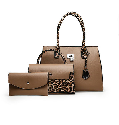 Women Fashion Casual Leopard Print 3-Piece Set Handbags