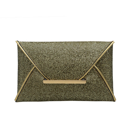 Women Chic Sequin Clamshell Design Solid Color Clutch Bag