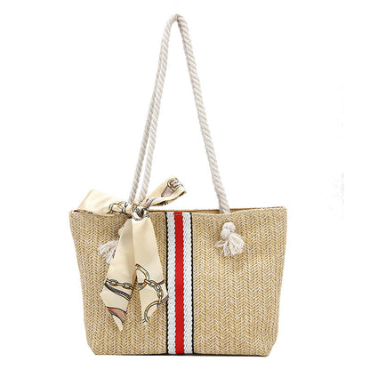 Women Fashion Casual Grass Is Silk Scarf Large Capacity Shoulder Bag